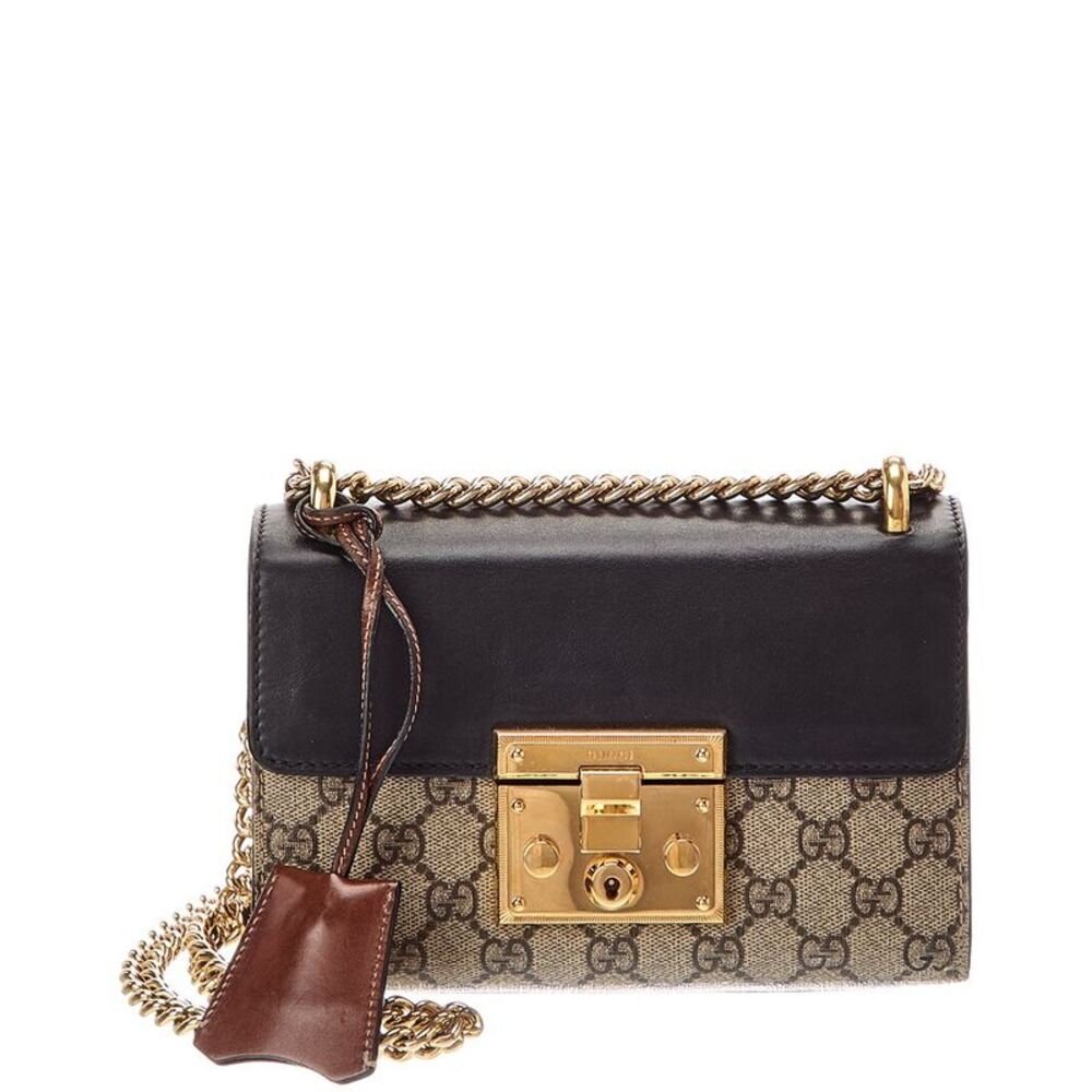 Gucci Neutral Coated Canvas & Leather Small Padlock (Authentic Pre-Loved)